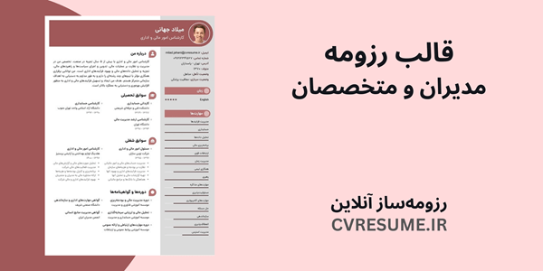 قالب رزومه مدیر و متخصص